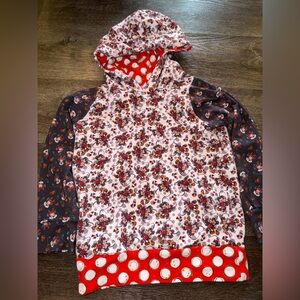 Handmade Minnie Mouse Print Hooded Top - Red, Black, White